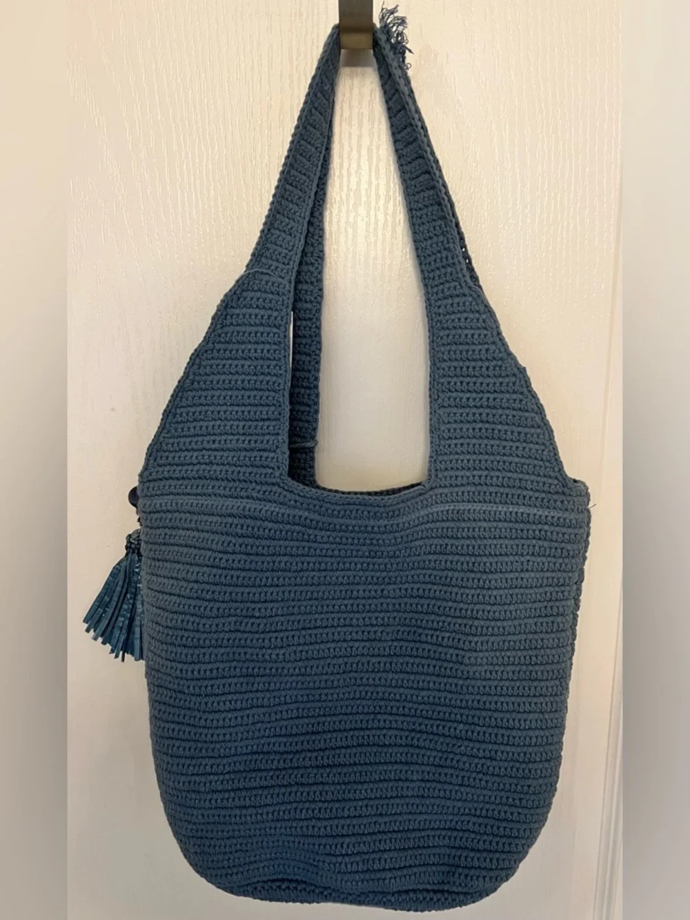 Sam Edelman Charcoal blue Crochet Logo Tote